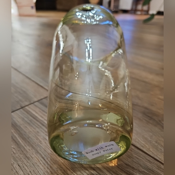 MCM Abstract 10.5" Art Glass Vase SAGE GREEN Wavy Dimpled Pinched Cutouts Pontil - Picture 5 of 7